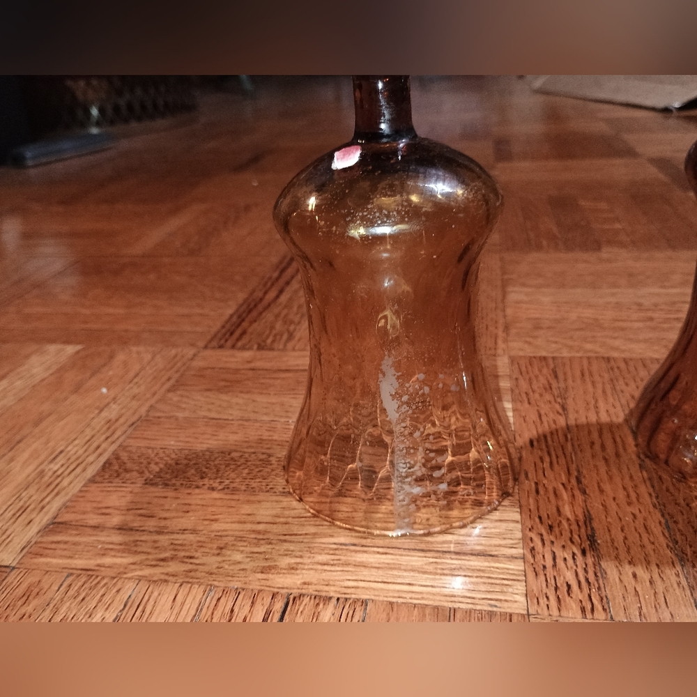 VTG 4 Homco Home Interiors Amber Honeycomb Optic Glass Peg Votive Candle Holder - Picture 3 of 7